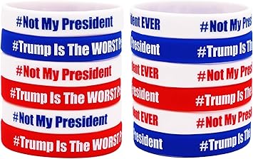 Amazon Com Not My President Rubber Bracelets Anti Trump Usa Patriots Silicone Wristbands With Message Not My President Trump Is The Worst President Ever Office Products