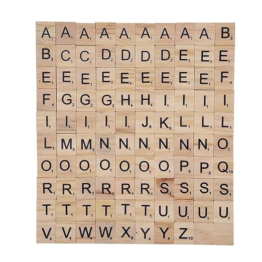 Hölzerne Scrabble Fliesen Voller Satz von 100 Alphabet Scrabble Fliesen Schwarz Buchstaben & Zahlen Für Handwerk Brettspiele 