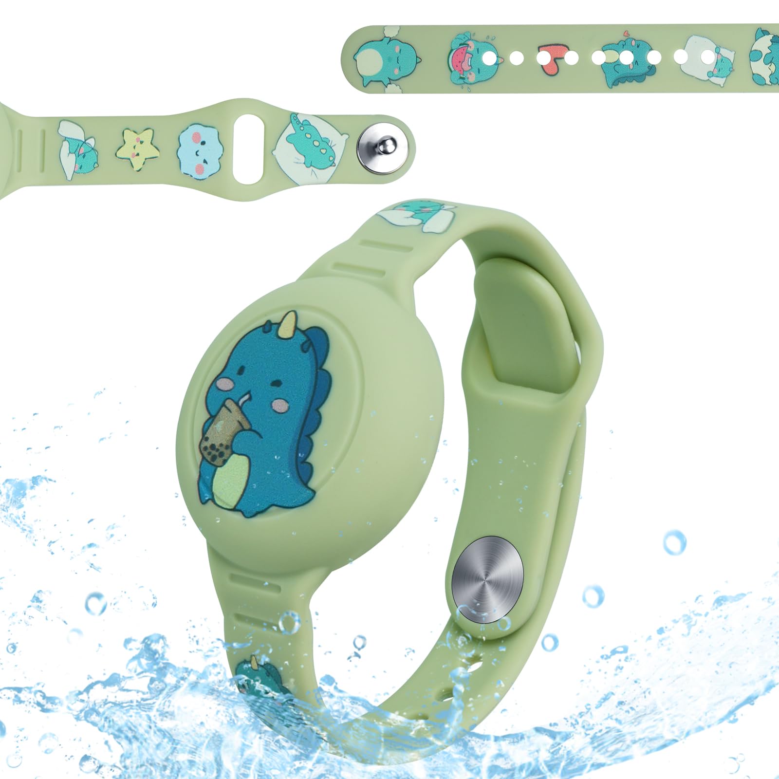 AXFEE Kids Watchband Compatible with Apple Airtag, Silicone Bracelet Protective Case for AirTag, Anti-Lost Adjustable Wristband for AirTags, GPS Wristlet Protective Cover for Child/Toddlers (Green)