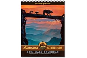 Americanflat 2024 Calendar - National Park Artworks Designed by Kai Carpenter - Large Wall Calendar with Monthly Format - Hanging Monthly Calendar Planner - 10x26 Inches When Open