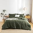 COTTEBED Ultra-Soft King Bedding Comforter Sets Bed, All Season Use Light Weight with Warm Fluffy Washed Cotton Microfiber,1 Bed Blanket Comforter & 2 PillowSham(King/California King Dark Olive Green