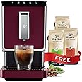 Tchibo Automatic Espresso & Coffee Machine Bundle with Built-in Grinder, Comes With 3 x 12 oz. Bags of Whole Bean Coffee, Red
