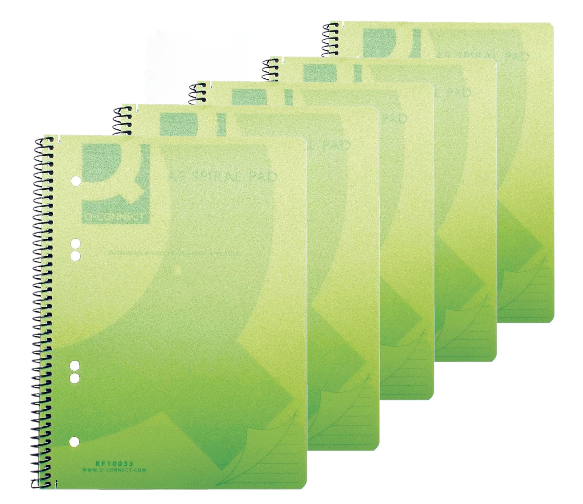 Q-Connect Spiral Bound Polypropylene Notebook 160 Pages A5 Green (5 Pack) KF10033