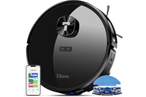 Tikom Robot Vacuum and Mop Combo with LiDAR Navigation, L9000 Robotic Vacuum Cleaner with 4000Pa Suction,150Min Max, 14 No-Go Zones, Smart Mapping, Good for Pet Hair, Carpet, Hard Floor(Dark Black)