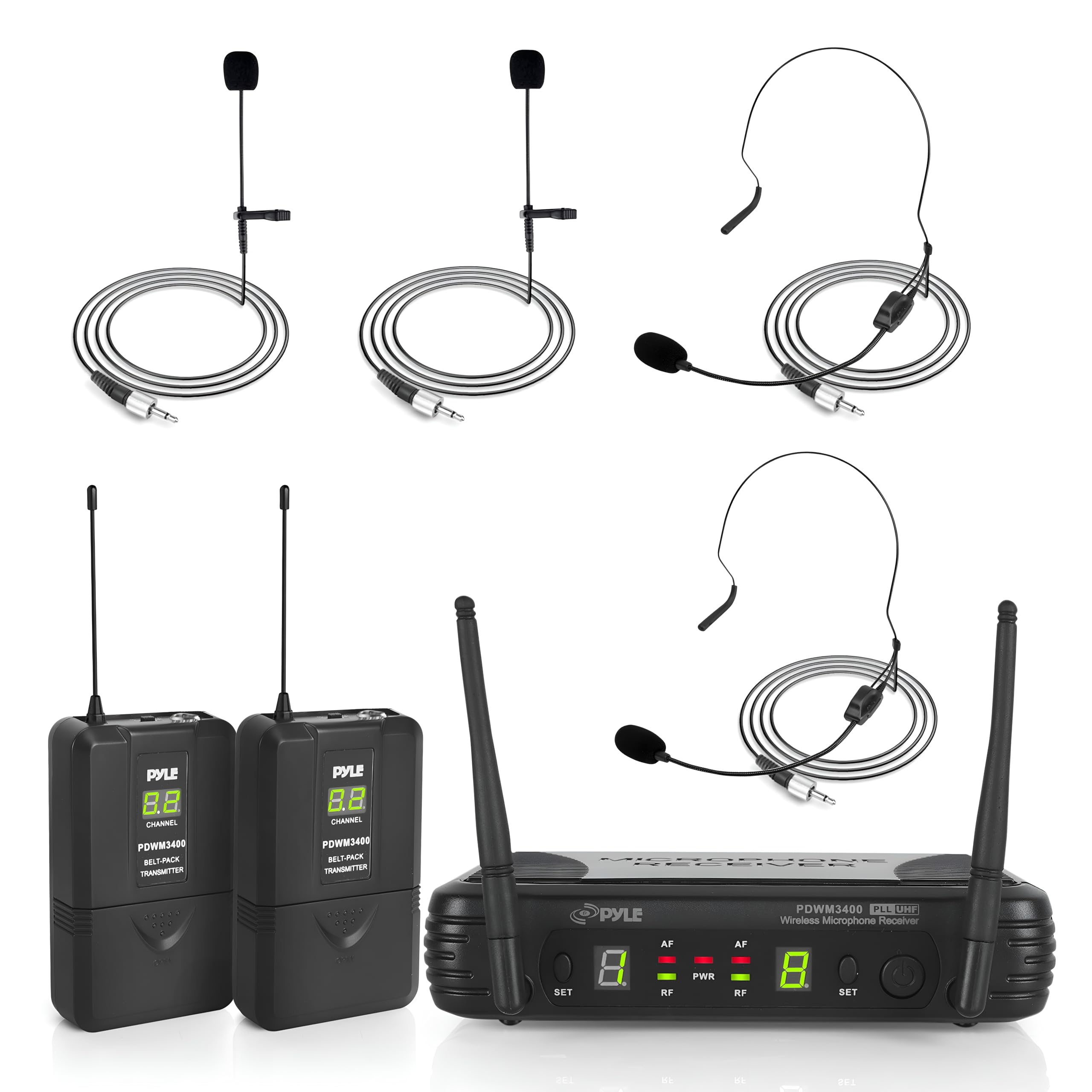 Pyle 2 Body UHF Lavalier Wireless Microphone Kit