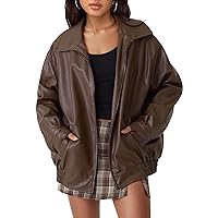Trendy Queen Womens Leather Jacket, Oversized Spring Going Out