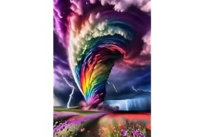 GUMITOON Rainbow Storm Diamond Painting Kits for Adults, 5D Diamond Art Painting by Numbers Kits, DIY Rainbow Storm Diamond Art Kits, Full Round Drill Diamond Paintings for Adults for Home Wall Decor, 12x16in