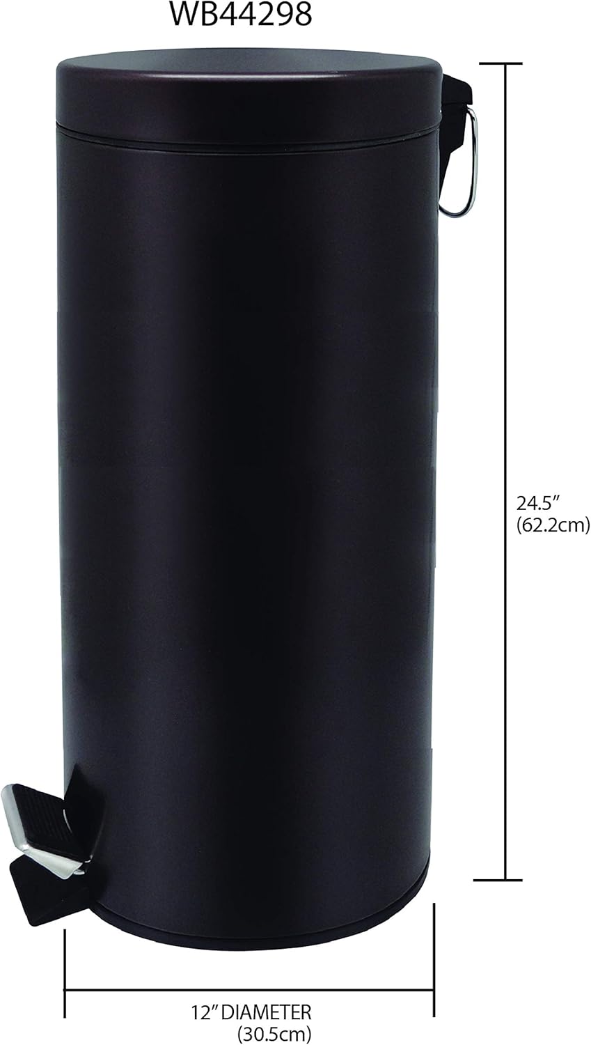 Nickel Basics Rectangle SoftClose Trash Can with Steel Bar Pedal 20L