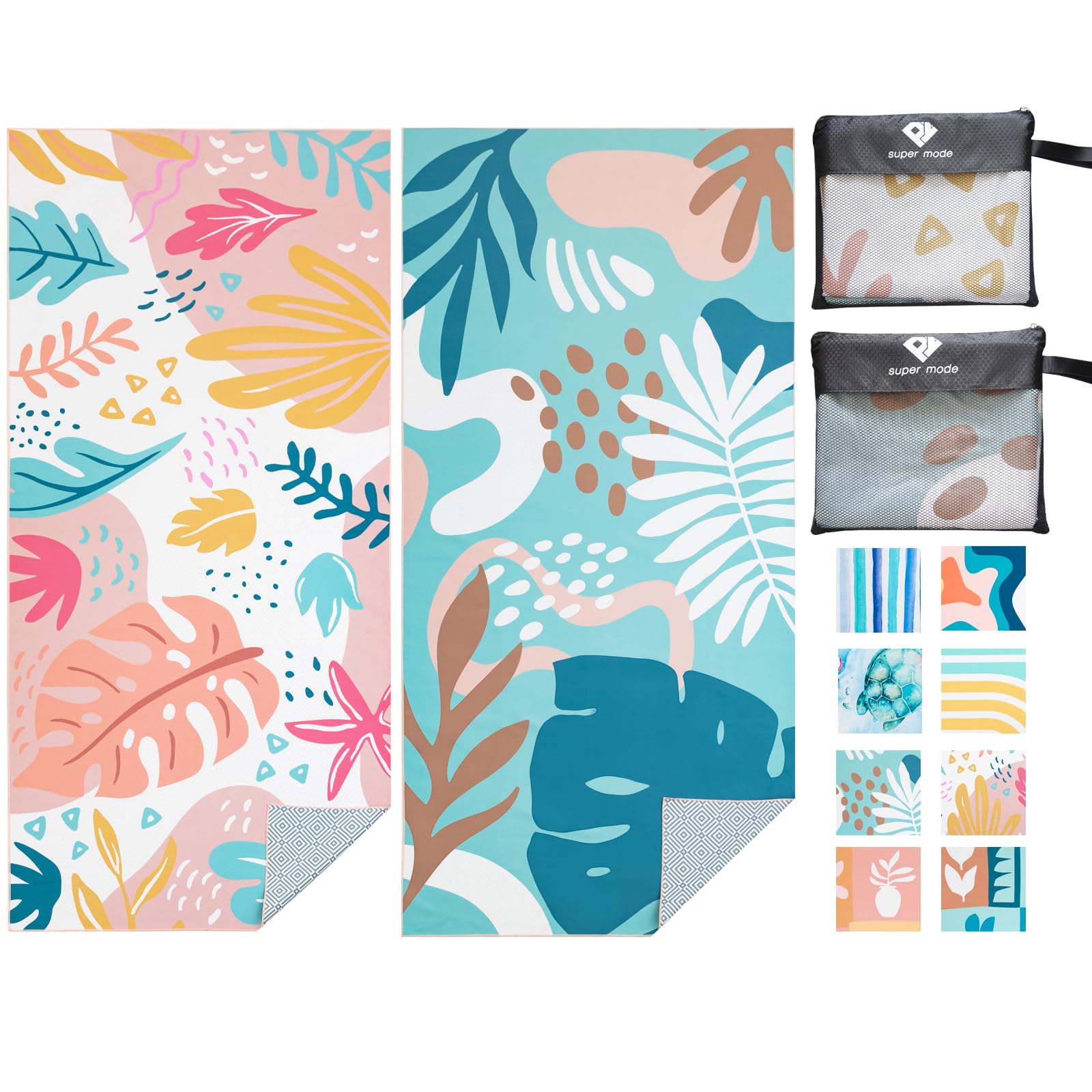 Photo 1 of PY SUPER MODE 2 Pack Beach Towel - 75 x 35 inches Quick Dry Microfiber Beach Towels Oversized, Lightweight Soft and Absorbent Suitable for Swimming Pool Camping for Adults