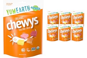 YumEarth Organic Fruit Chews - Fruit Flavored Candy Chews, No Dye, Allergy Friendly, Gluten Free, Non-GMO, Vegan Candy with No Artificial Dyes, 5 ounce (Pack of 6)