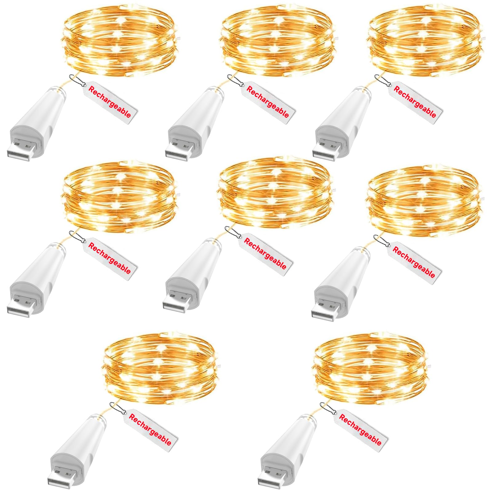 Photo 1 of Rechargeable Fairy Lights - 7ft 20 LED String Lights, USB Rechargeable Battery Operated Twinkle Light for Mason Jars Wedding Decor Centerpiece Table Decorations Christmas
