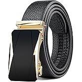 BuzToz Men's Belt,Leather Ratchet Dress Belts with Sliding Adjustable Belts Dress Casual Jeans Comfort Trim to Fit