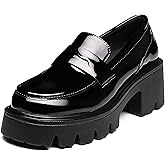 Platform Penny Loafers for Women, Chunky Heel Dress Shoes | Chunky heel, slip-on style, cushioned insole, durable outsole, office &amp; casual