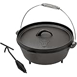 BBQ-TORO 7-teiliges Dutch Oven Set in Holzkiste, Gusseisen