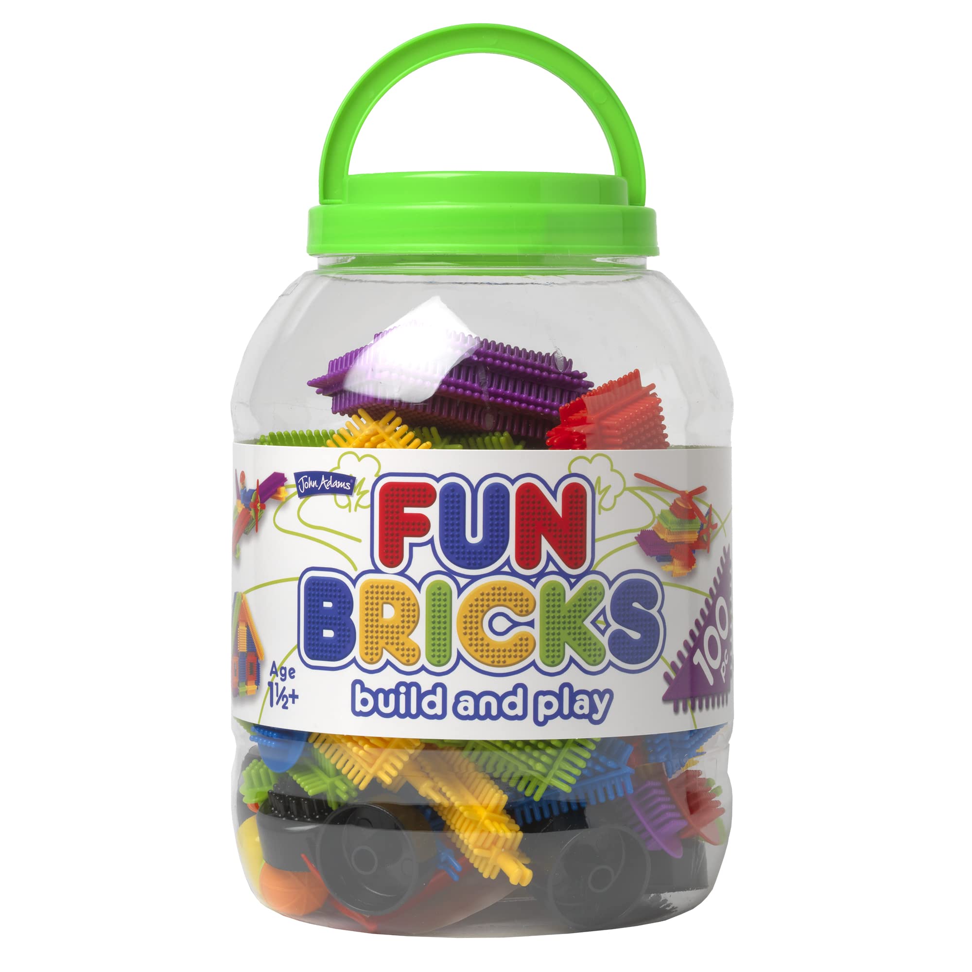 John Adams | Fun Bricks 100 Piece Tub: Build and play | Preschool Building Blocks | Ages 18m+
