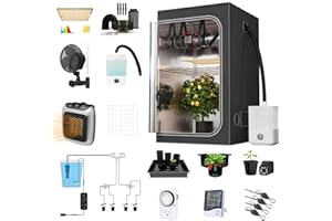 SUPERGROWER Grow Tent Kit Complete 2x2 with Humidifier+Watering Drip Set,S1000 LED Grow Light Grow Tent Kit with Clip Fan and Heater (LED Light+24x24x48 Tent+Humidifier+Clip Fan+Drip Kit+Heater+4" Fan Filter)