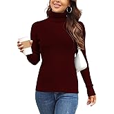 Rocorose Women's Ribbed Turtleneck Sweater Long Sleeve Knitted Solid Pullover