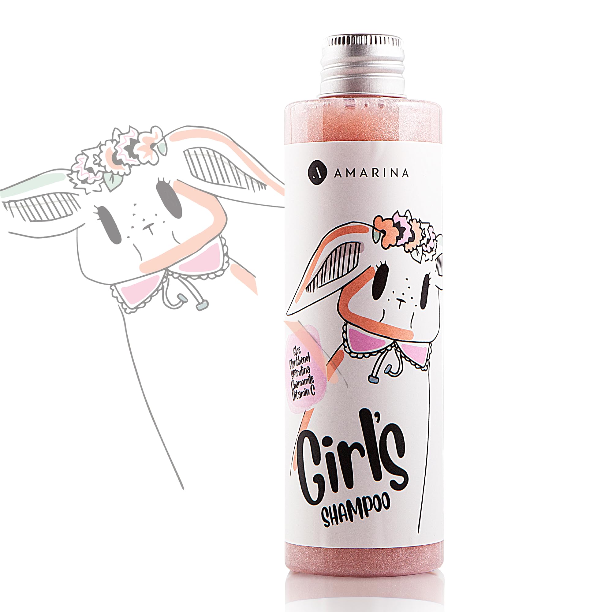 Amarina Girls Shampoo 200ml - Nourishing Hair & Scalp Care with Vitamin C, Aloe Vera, Panthenol, Spirulina, and Chamomile | Daily Use Formula for Strong, Shiny Hair and Healthy Scalp