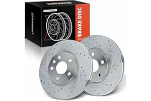A-Premium 12.64 inch (321mm) Front Drilled and Slotted Disc Brake Rotors Compatible with Select Chevy, GMC, Saab and Buick Mo