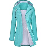 LOMON Raincoat Women Waterproof Long Hooded Trench Coats Lined Windbreaker Travel Jacket S-XXL