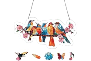 Kaayeewood Acrylic Puzzle Sun Catchers Blossom Songbirds Window Hanging Panel SunCatchers 114 Pieces Puzzles Decor for Birthd