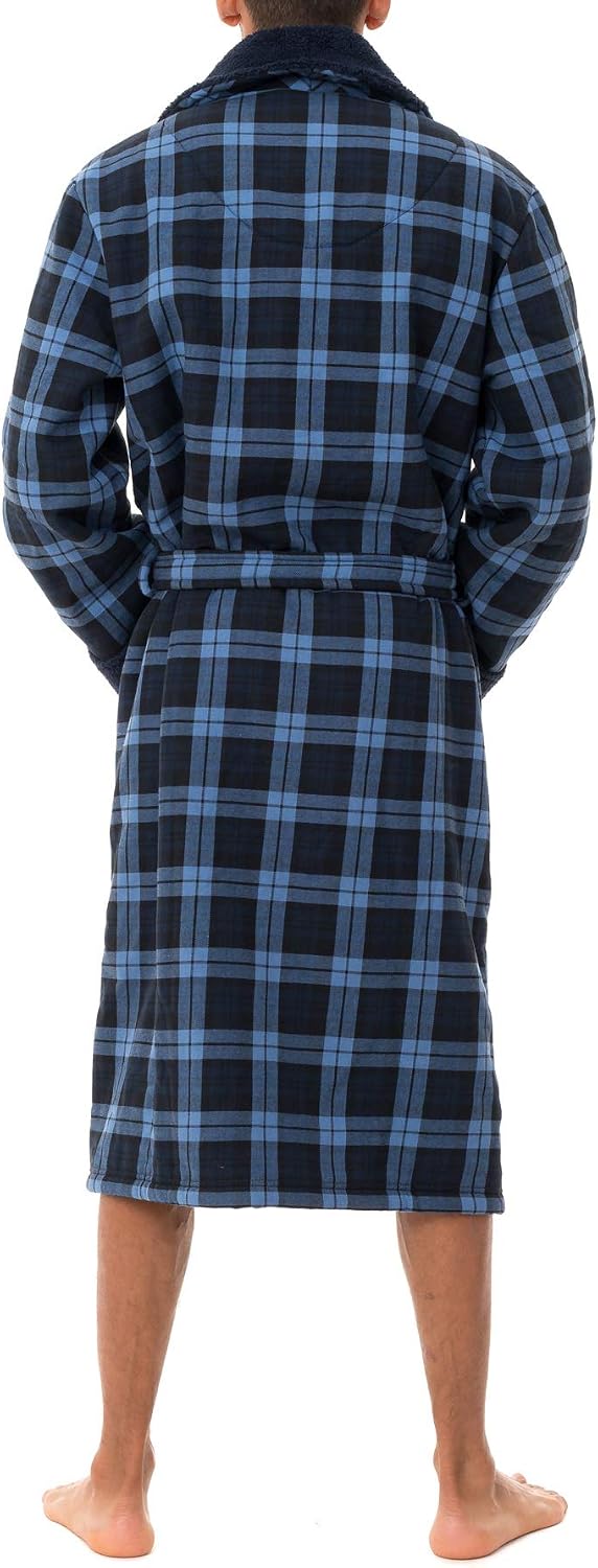 John Christian Men's Warm Bonded Fleece Dressing Gown, Blue / Navy, L - Image 3