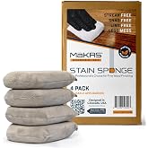 MāKRS Stain Sponge, Wood Finish Applicators, 4-Pack | Lint-free, snag-free, streak-free microfiber sponges for exterior posts, railings, interior trim, doors, and large surfaces.