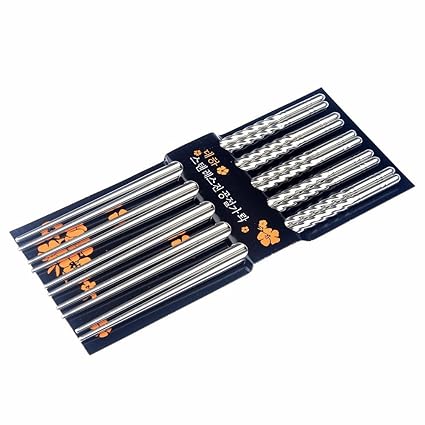 Deziine 5 Pairs Stainless Steel Chopstick Chop Sticks