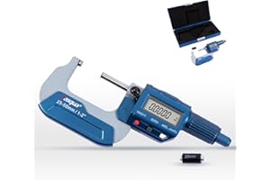 Dasqua Precision Professional 1-2"/25-50mm 0.00005"/0.001 mm Resolution Digital Outside Micrometer with Carbide Tip 1-2" Measuring Tool Metric/inch Conversion