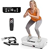 FEIERDUN Vibration Plate Exercise Machine, Full Body Vibrating Plate with Wider Platform, Plaque Vibrante with LED Screen, Re