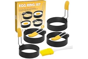 Stainless Steel Egg Ring, 4 Pack Nonstick Round Breakfast Household Mold Tool Cooking with Anti-Scald Handle, Round Egg Cooke