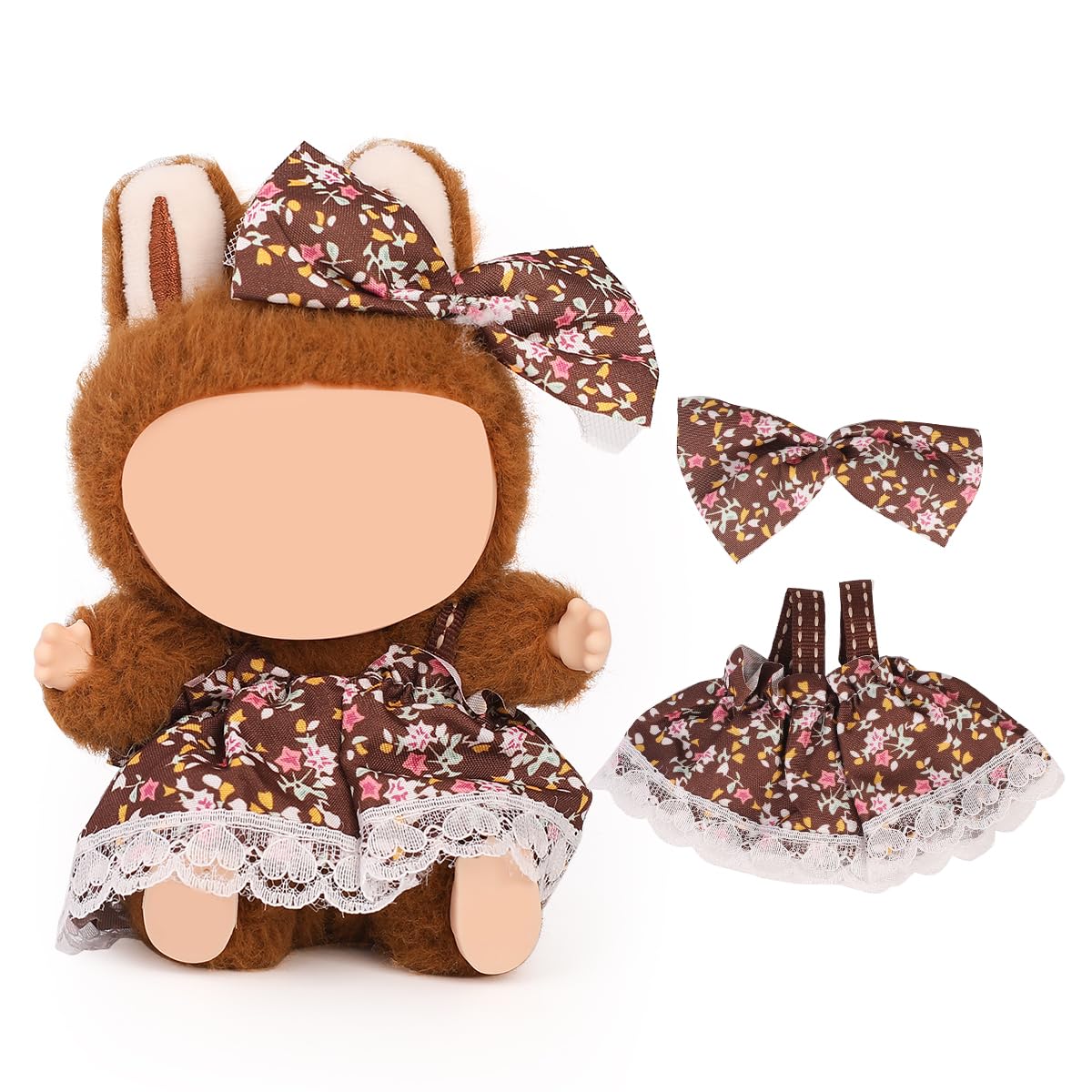 XMBYGY Doll Clothes for Labubu (for Standing/Sitting 17/15cm Plush Doll)(NO Doll)- Multiple Style Accessories Handcrafted Clothing Dress Up Included Cute Headwear and Skirt for Girls Woman (LB159) โ image 1