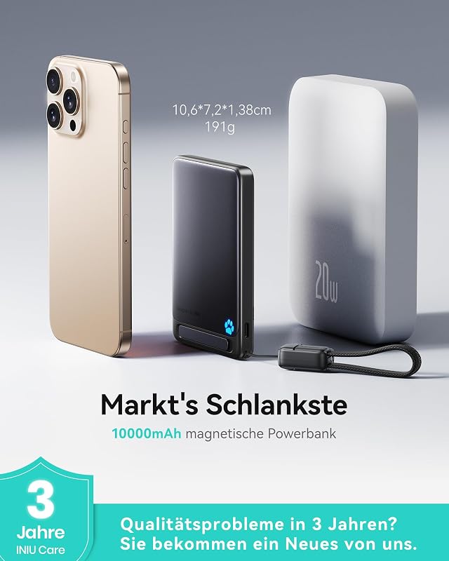 45W Power Bank, Sottile 10000mAh Caricabatterie Portatile Magnetico