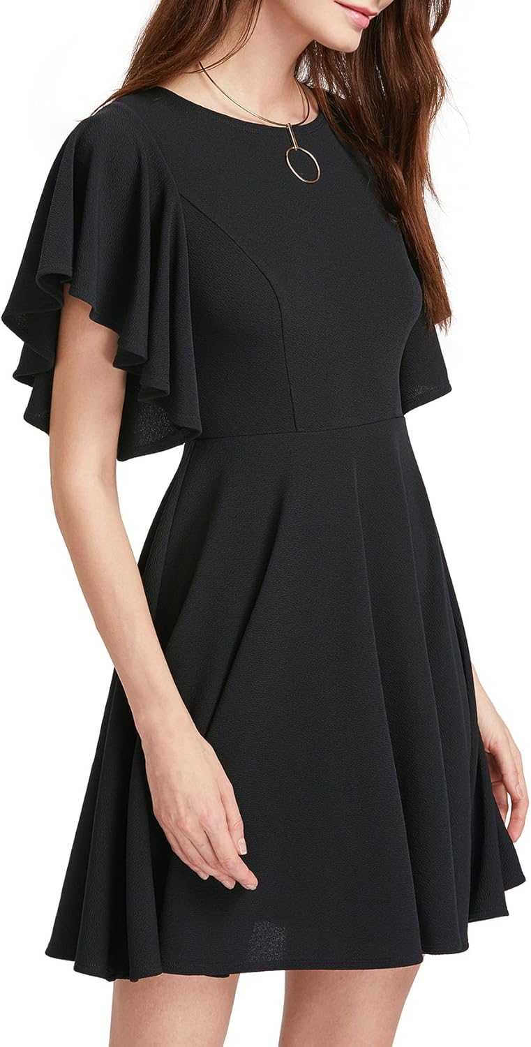 Romwe Women's Stretchy A Line Swing Flared Skater Cocktail Party Dress at  Women’s Clothing store