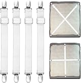 SUNRIZ Bed Sheet Clips 4 Pcs Adjustable 55-250 cm Elastic Fasteners view 1