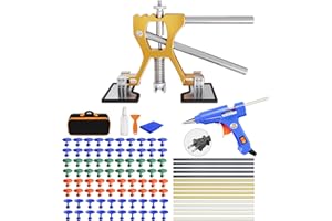 TUOSHUNGE YD0B3 Auto Dent Puller Kit Golden Lifter & Glue Gun, with 80PCS Tabs for Small Ding Hail Dent Removal, Adjustable Width Dent Remover Tools for Automobile Body Motorcycle Refrigerator