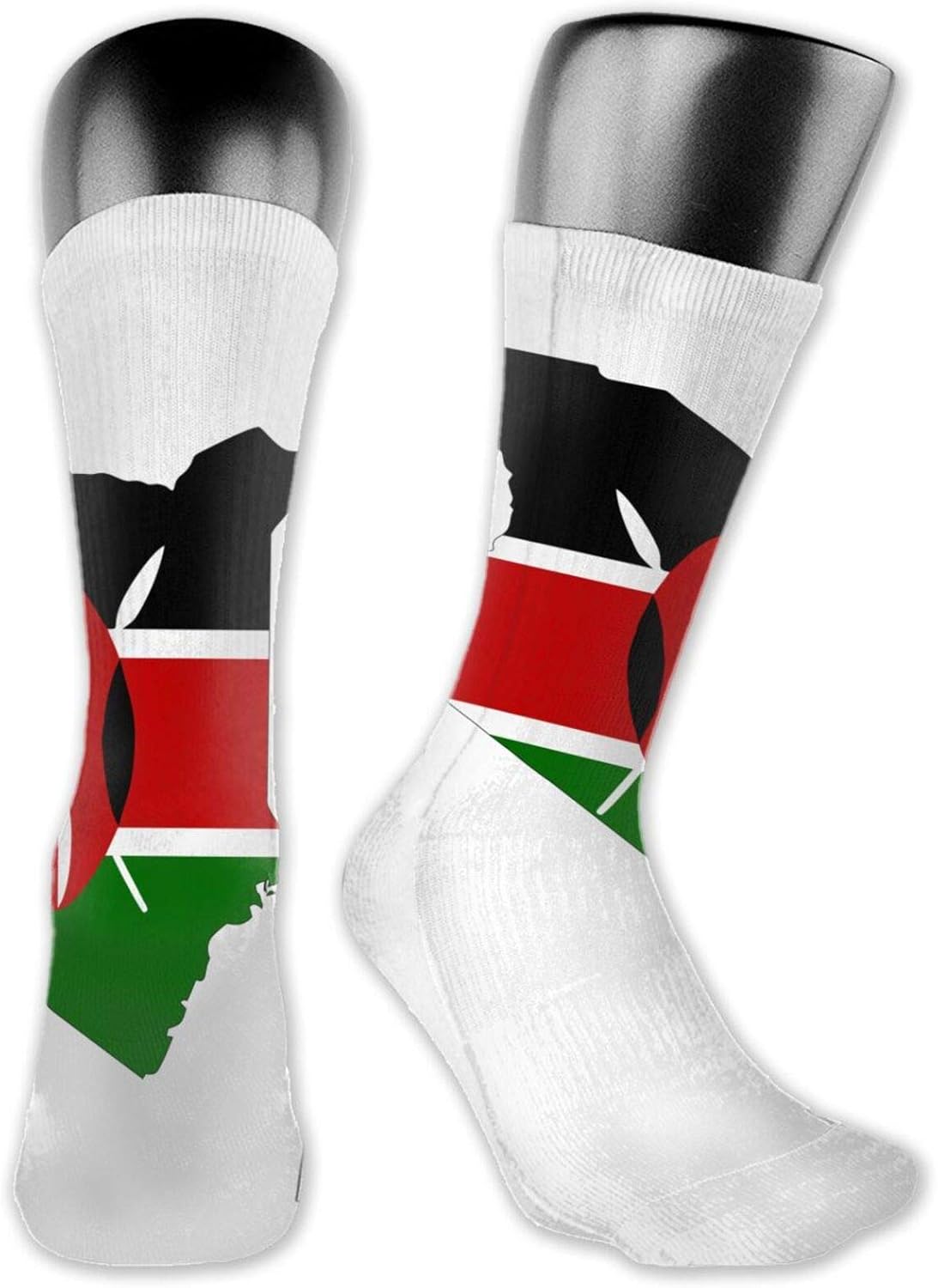 Map And Flag Of Kenya Socks Funny Soft Sport 15.8 Inch Hight Elastic