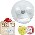 Smiley Face Sponge Daddy Holder for Kitchen Sink - Keep Happy Face Sponge Clean and Dry - Extend The Life of Your Sponge with The Daddy Caddy by Storage Theory - White - 1 Pack