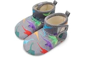 BARERUN Toddler Slippers Girls Boys House Shoes Baby Winter Booties Plush Cozy Kids House Slipper Warm Lightweight Infant Walking Shoes Socks