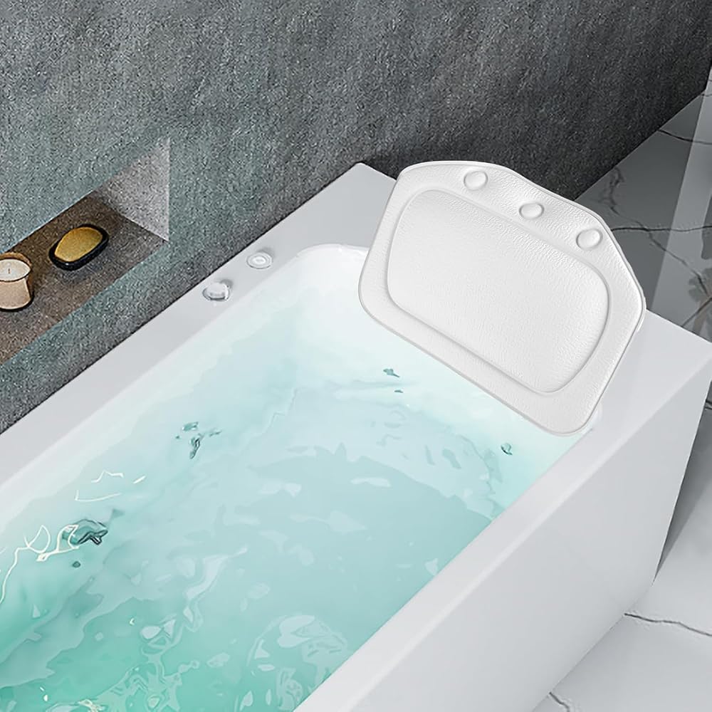 Dioche Bathtub Pillow Soft Foam Padded Neck Head Back Support PVC Tub Headrest