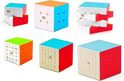 D ETERNAL QiYi Rubiks Rubix Cube Set of 2x2 3x3 4x4 5x5 6x6 7x7 High Speed Stickerless Magic Puzzle Cube