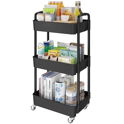 Laiensia 3-Tier Kitchen Storage Cart,Multifunction Utility Rolling ...