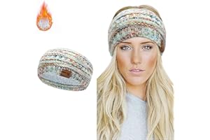 Winter Knitted Headband - Women Ear Warmer Headband Crochet Turban Twist Hair Band Fleece Lined Stretchy Headwrap Winter Thic