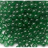 200PCS Glass Beads 8mm Glass Beads for Bracelets Necklaces Jewelry Making DIY Crafts (Dark Green)