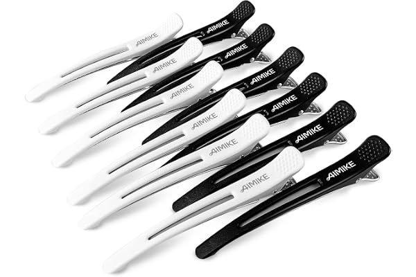 AIMIKE 12 Pack Hair Clips for Styling and Sectioning - Non-Slip With Silicone Band, No-Trace for Thick and Thin Hair - Profes