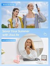 JISULIFE Handheld Mini Fan 3 in 1 USB Rechargeable Pink view 6