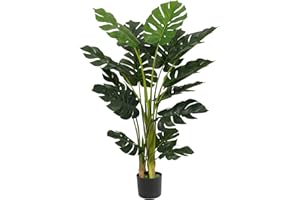 VIAGDO Artificial [Monstera] Deliciosa [Plant] 4ft Tall 15 Decorative Split Leaves, Faux Swiss Cheese [Plant] Fake Tropical [Monstera] Palm Tree for Home Office Room Store Garden Floor Decor