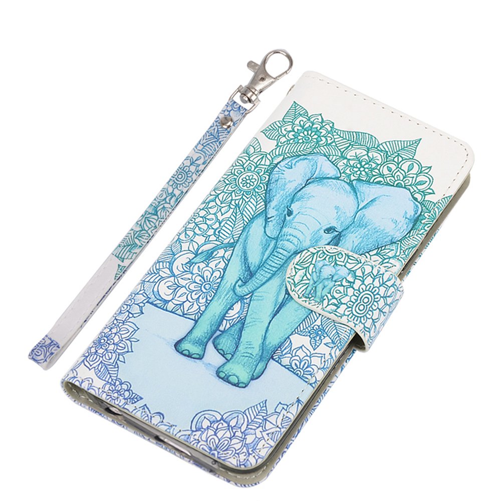 MagicSky iPhone 7/8 Case, iPhone 7/8 Wallet Case Folio Flip Premium PU Leather Case Cover with Card Holder Slot Pockets,Wrist Strap,Magnetic Closure for Apple iPhone 7/8 4.7 Inch, Elephant