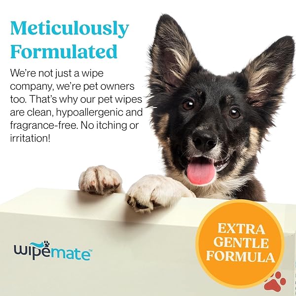 WIPEMATE EXTRA LARGE 400CT DOG/CAT PET WIPES FOR MEDIUM TO LARGE PETS PREMIUM UNSCENTED WIPES, NO-RINSE SOLUTION HYPOALLERGENIC GENTLE DEODORIZING CLEANS PAWS, EARS, FUR, BUTT, & ANAL GLANDS