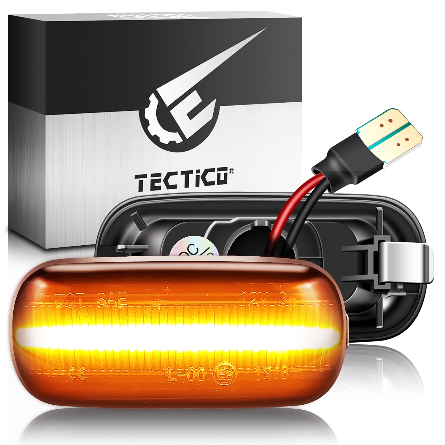 TECTICO LED Dynamic Side Indicator Amber Yellow SMD Brighter Compatible with Audi A3 S3 8P A4 S4 RS4 B6 B7 B8 A6 S6 RS6 C5 C7, 2 Lamps